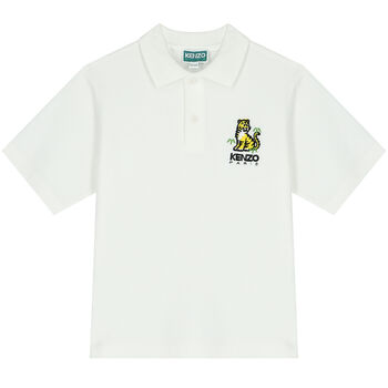 Boys Ivory Tiger Logo Polo Shirt